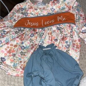 Floral Kids Matching Set with Blue Shorts